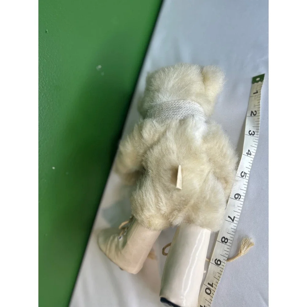 Vintage Hallmark Polar Bear Plush Ice Skater with Knit Scarf Cream White 8 Inch